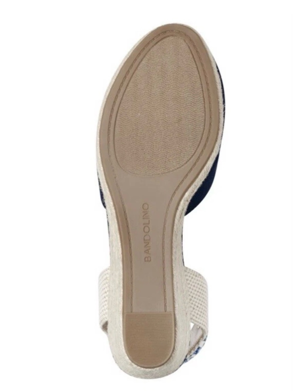 Bandolino Nettie Navy Padded Wedge Espadrille with Floral Ankle Tie - Picture 5 of 8